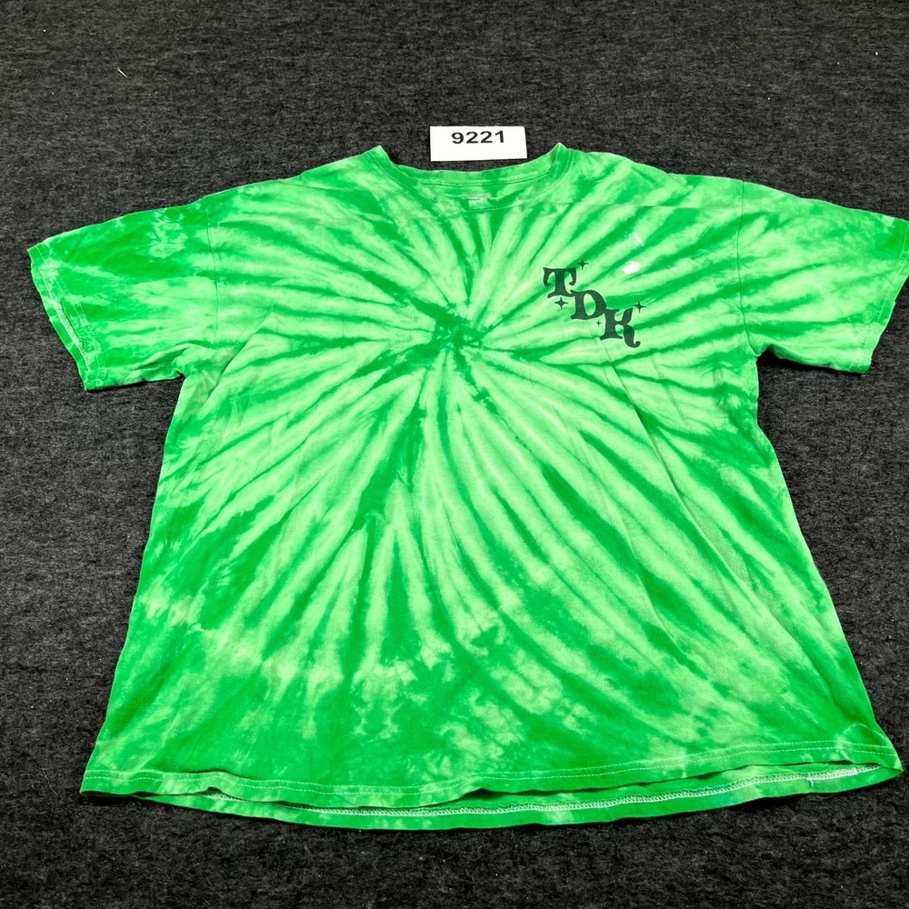 TDK T Shirt Mens XL Green Tie Dye Graphic Logo Cotton Short Sleeve Crew Neck